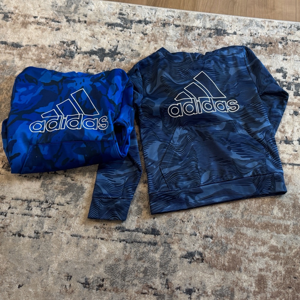 Adidas Blue and Black Camouflage Sweatshirt